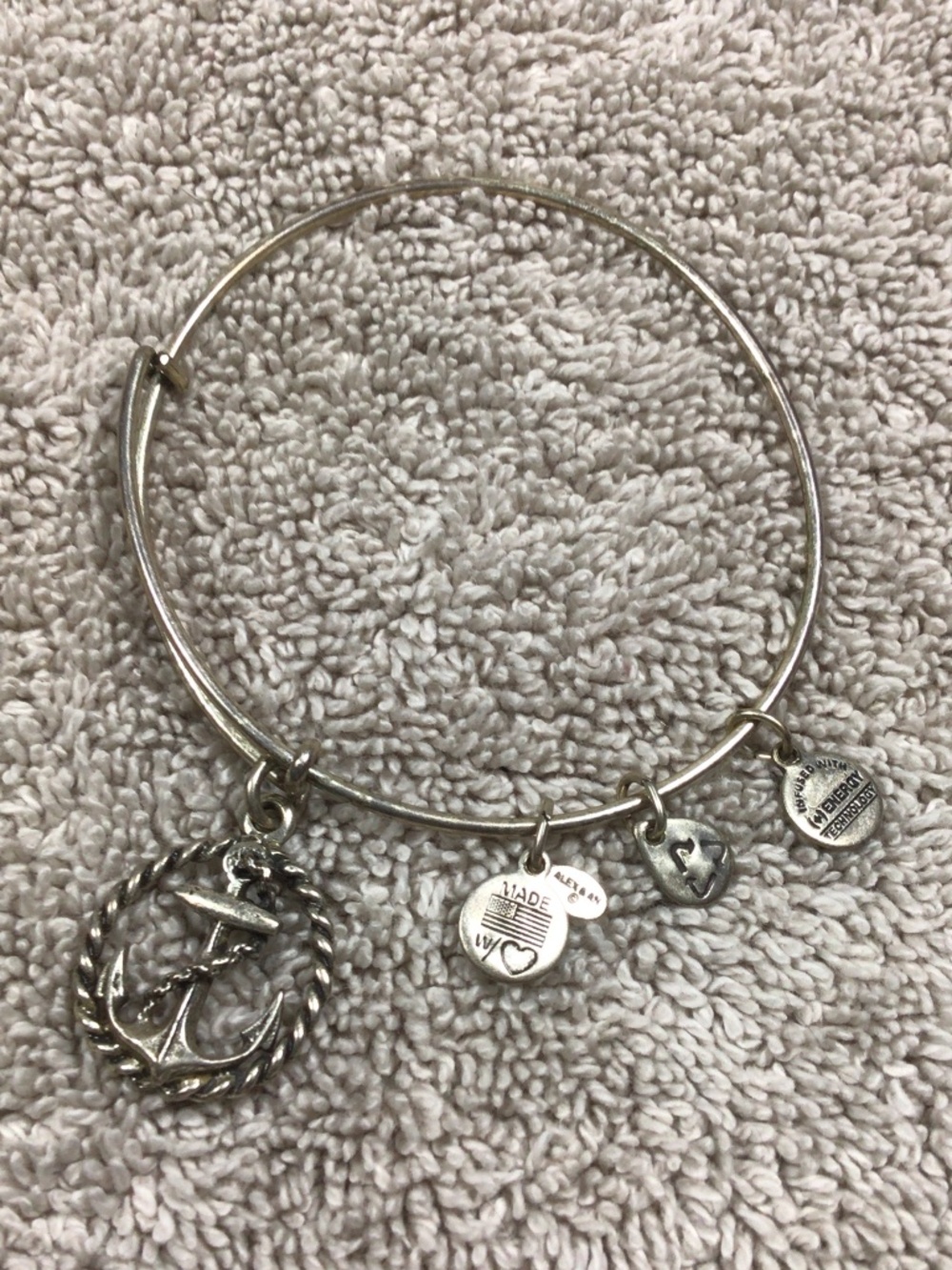 ⁠Alex and Ani Anchor Charm Bangle Bracelet